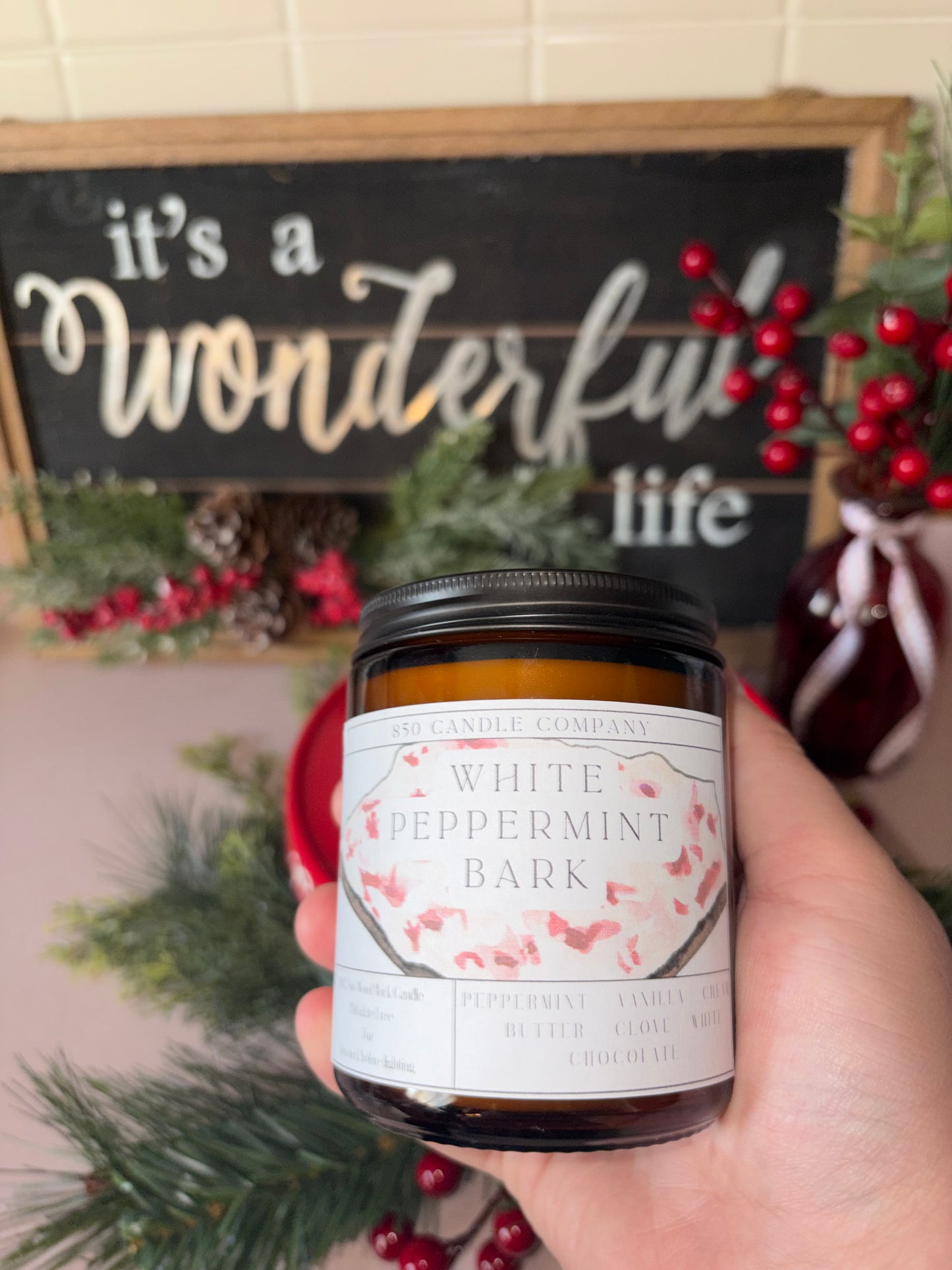 White Peppermint Bark Soy Candle