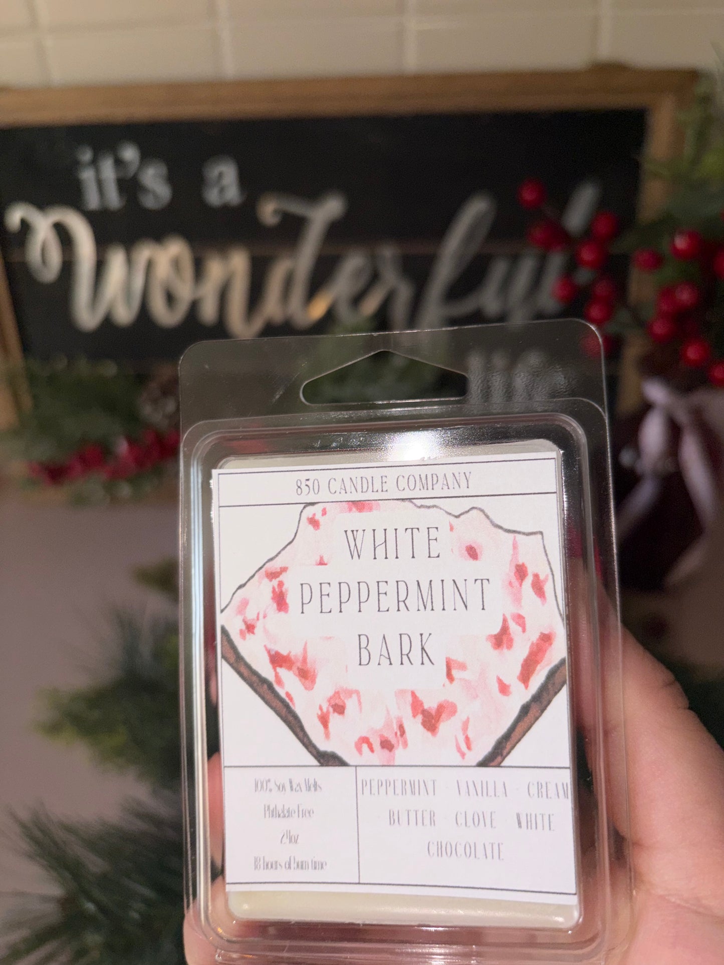 White Peppermint Bark Soy Wax Melt